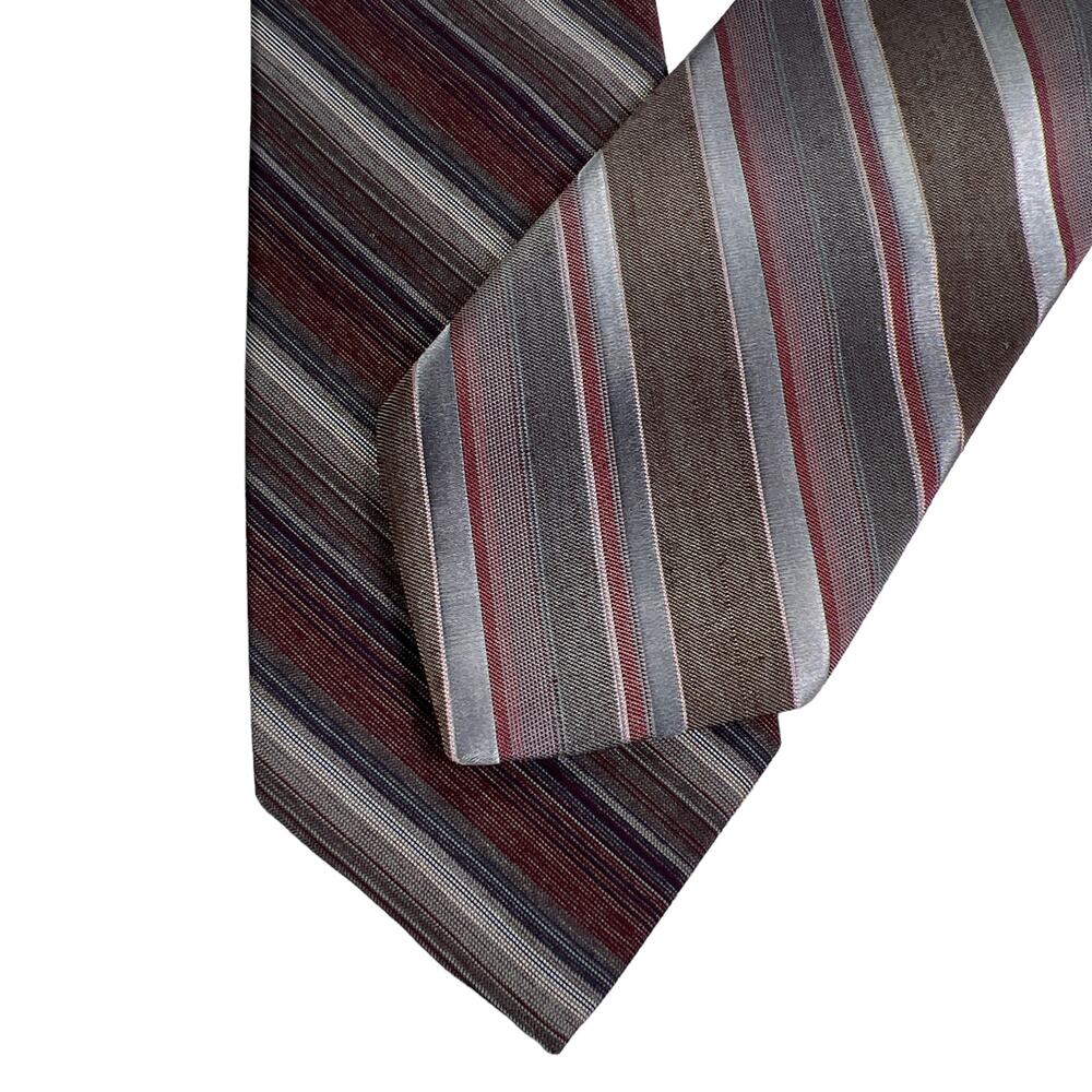 Cappuccino Corniche Men's Neckties Bundle Diagonal Stripe Burgundy Silver 54 57"